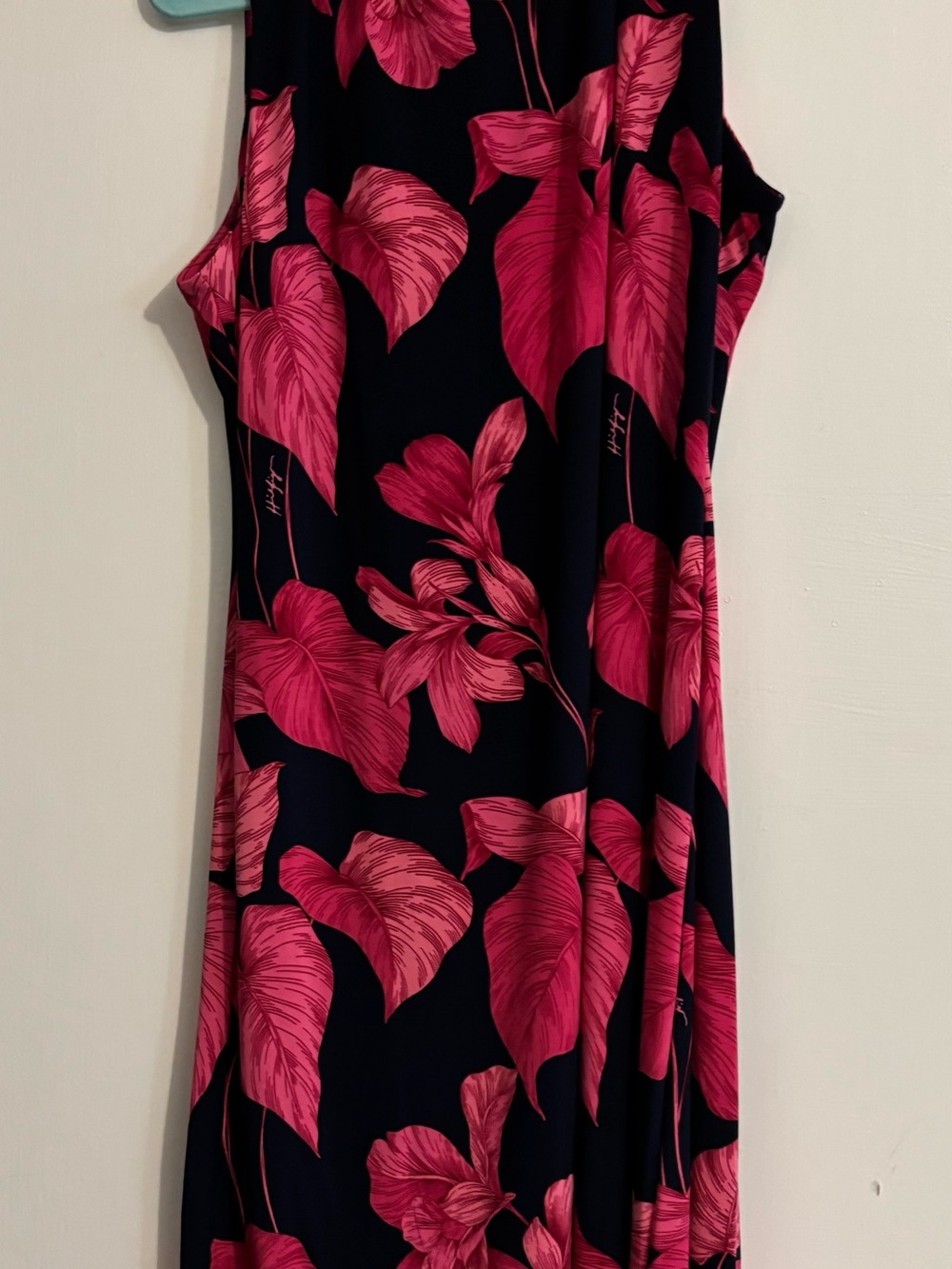 Tommy Hilfiger Navy Midi Dress with Pink Floral Motif